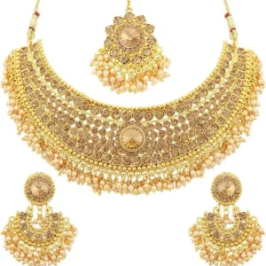Glamorous Gold Plated Choker Necklace Set
